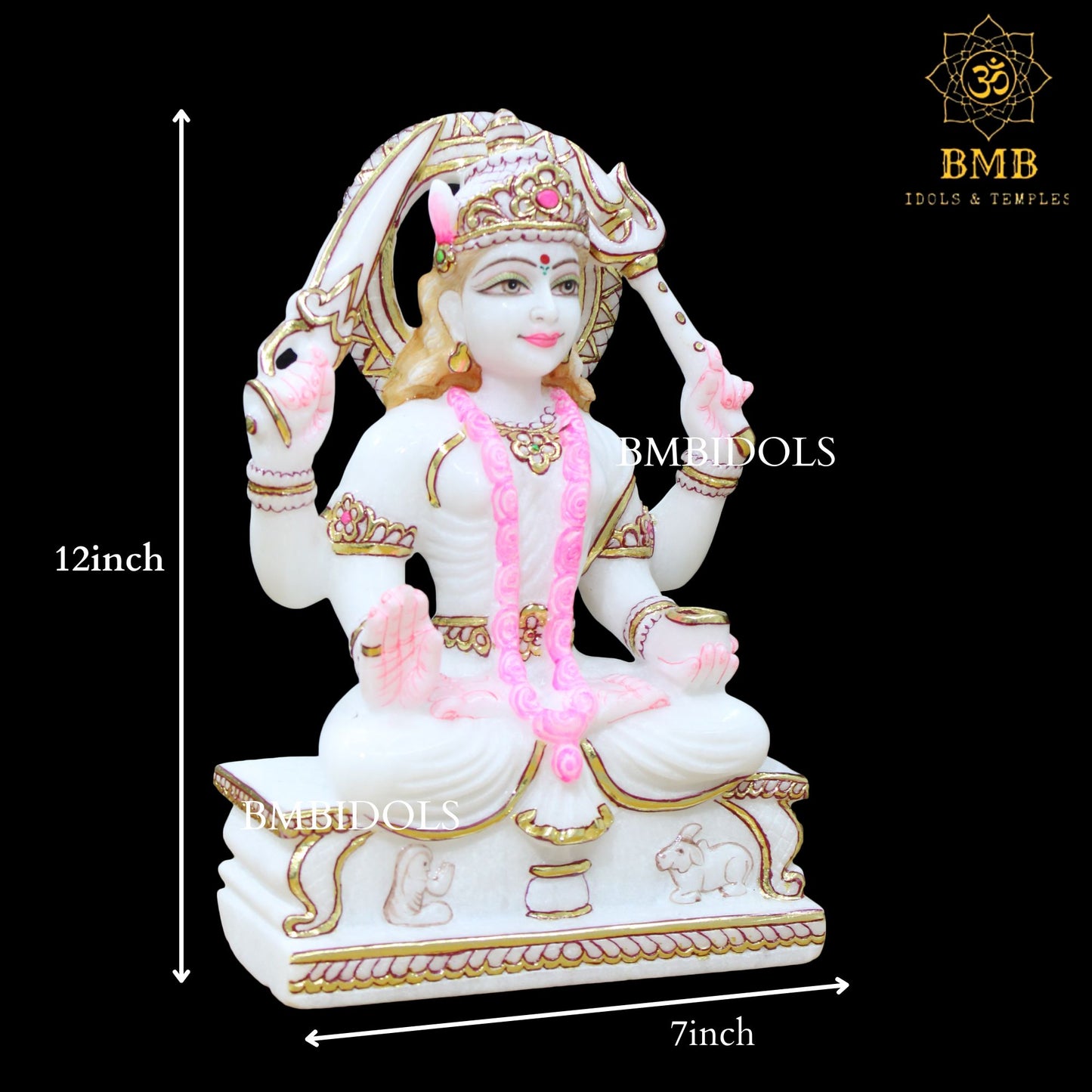 Marble Santoshi Mata Statue in 12inch for Home and Temples