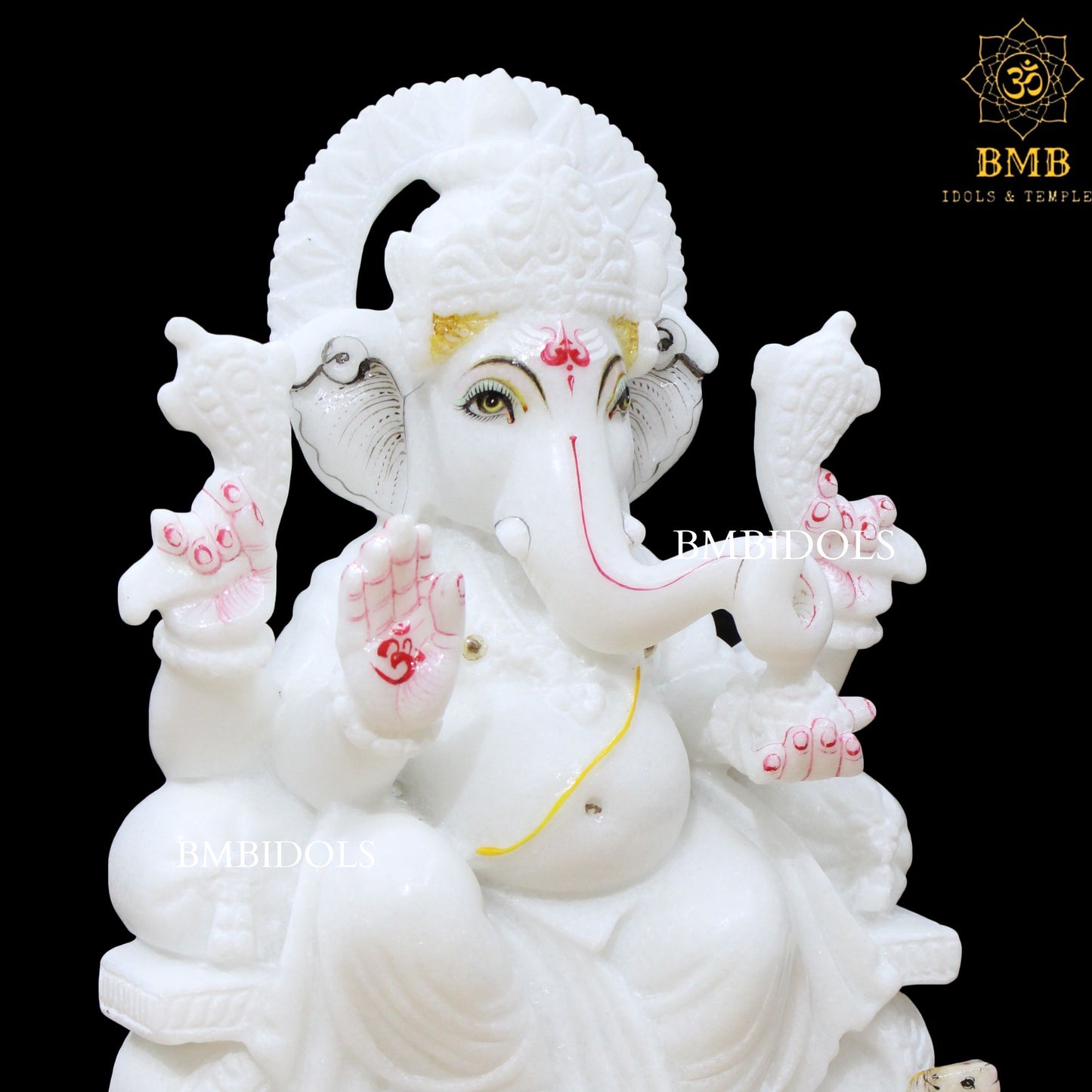 White Marble Ganesh Idol in 12inches in Makrana Marble