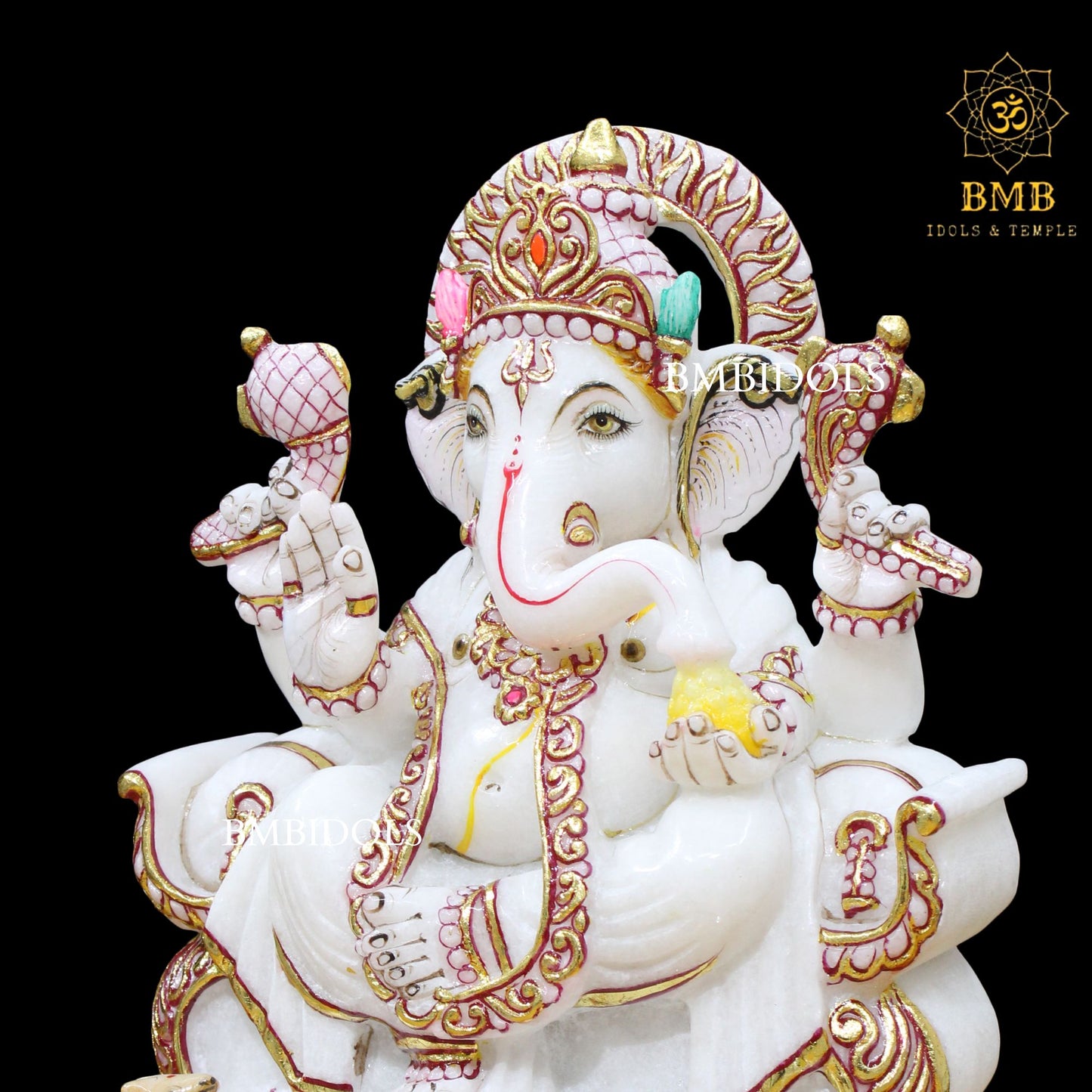 Ganesh Marble Statue made in Makrana Marble in 12inches