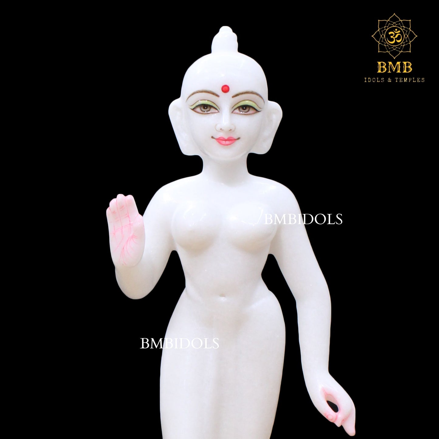 White Marble Iskcon Radha Krishna Murti on Lotus in 14inches