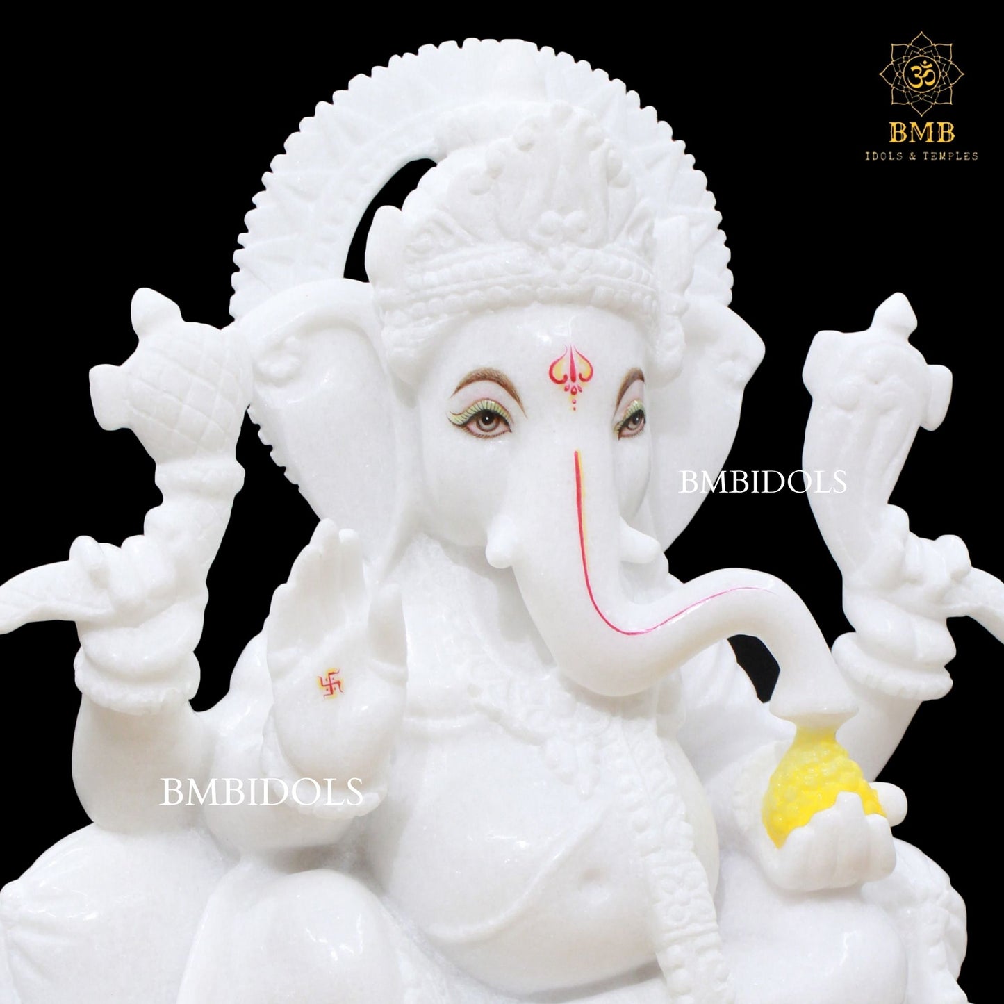 Pre-Order White Ganesh Marble Statue for Home & Temples in four Hands