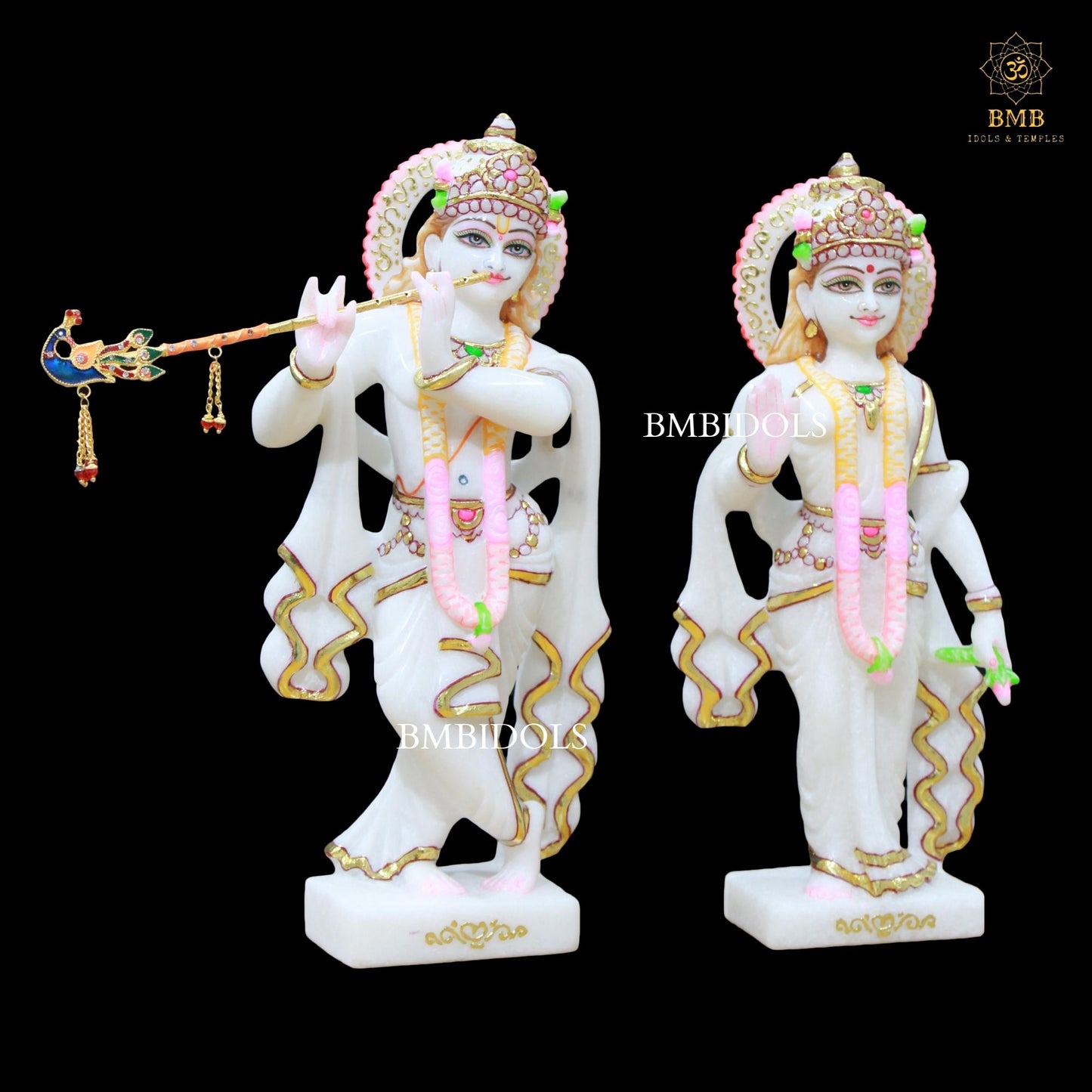 Radha Krishna Marble Murti made in Makrana Marble in 12inches