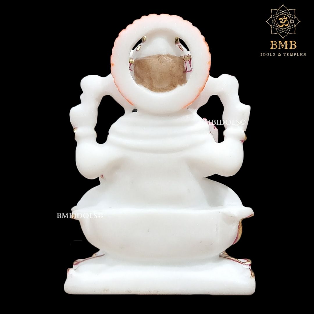 Marble Ganesha Murti made in 6inches in pure white Makrana Marble