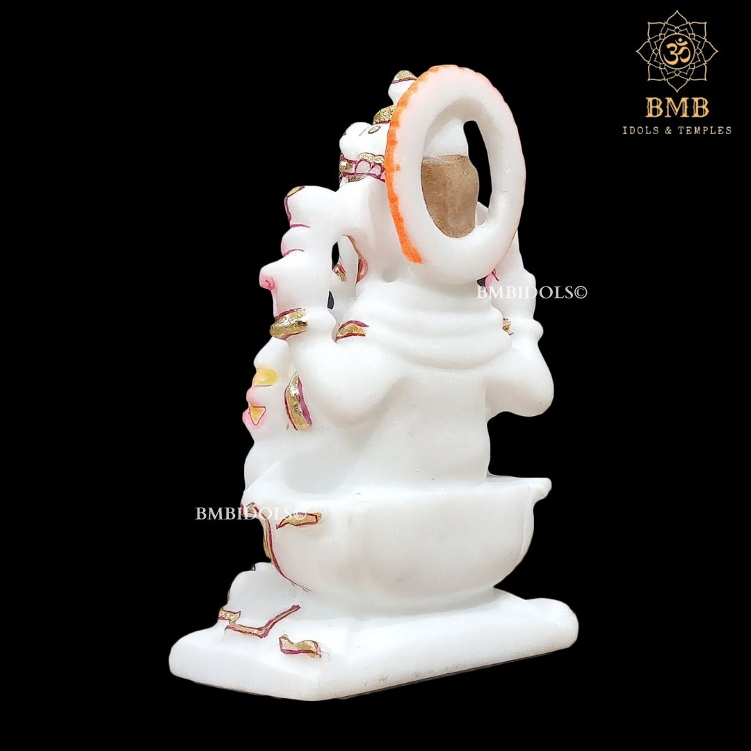 Marble Ganesha Murti made in 6inches in pure white Makrana Marble