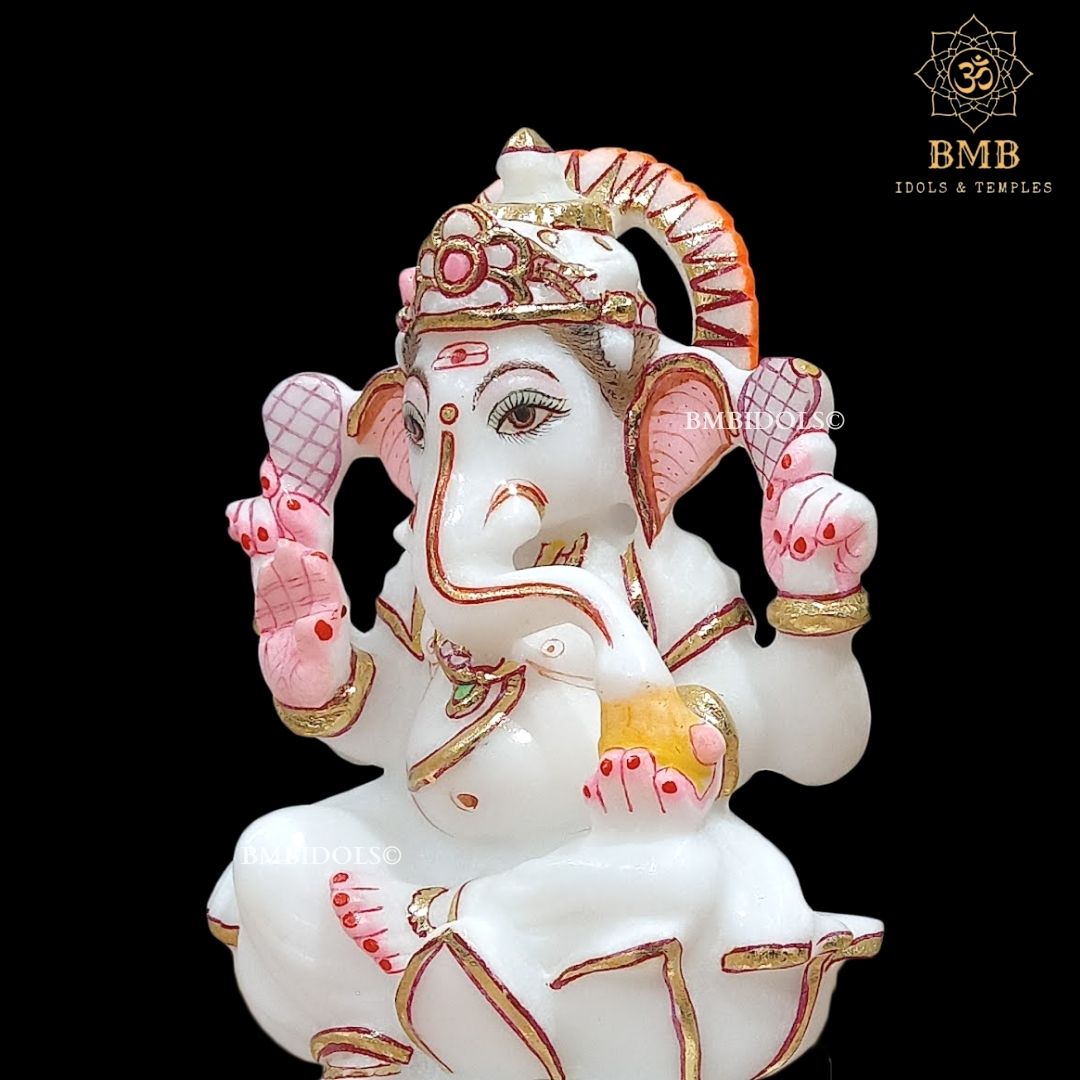 Marble Ganesha Murti made in 6inches in pure white Makrana Marble