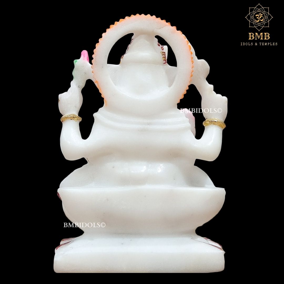 Marble Ganpati Statue made in Natural White marble in 6inches for Home and Offices