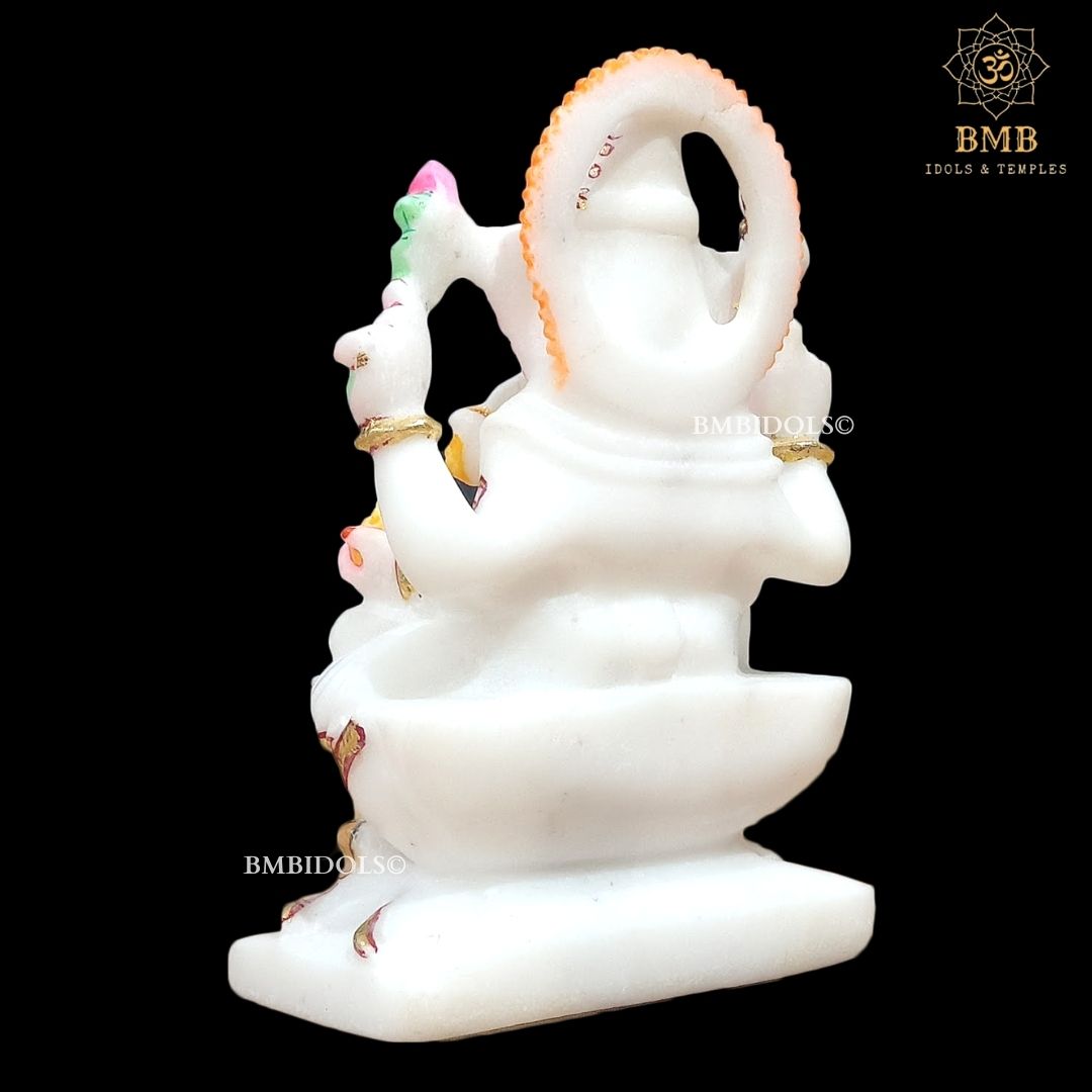 Marble Ganpati Statue made in Natural White marble in 6inches for Home and Offices