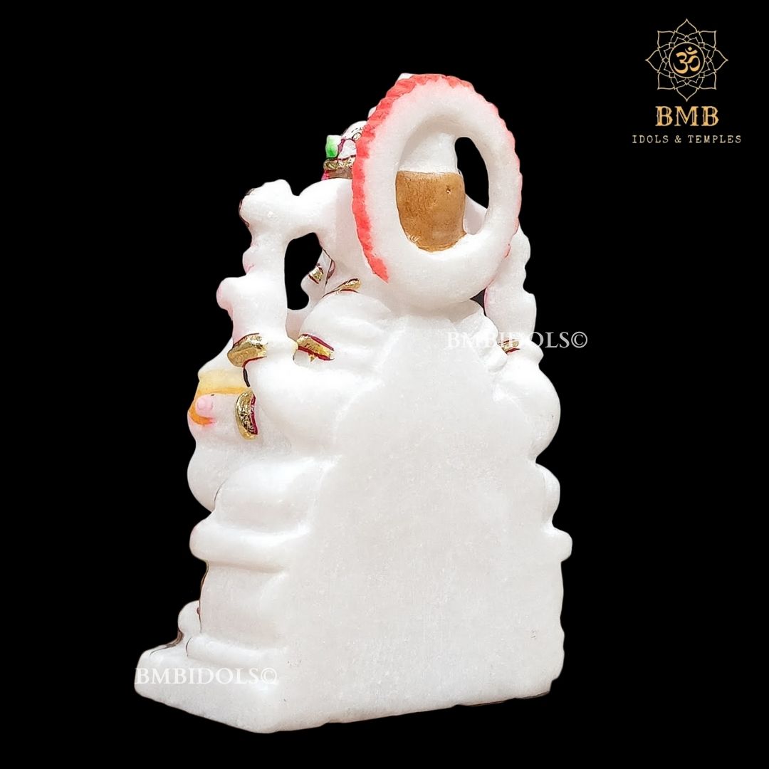 Four Hand Marble Ganesha Moorti made in 6inches in pure white Makrana Marble