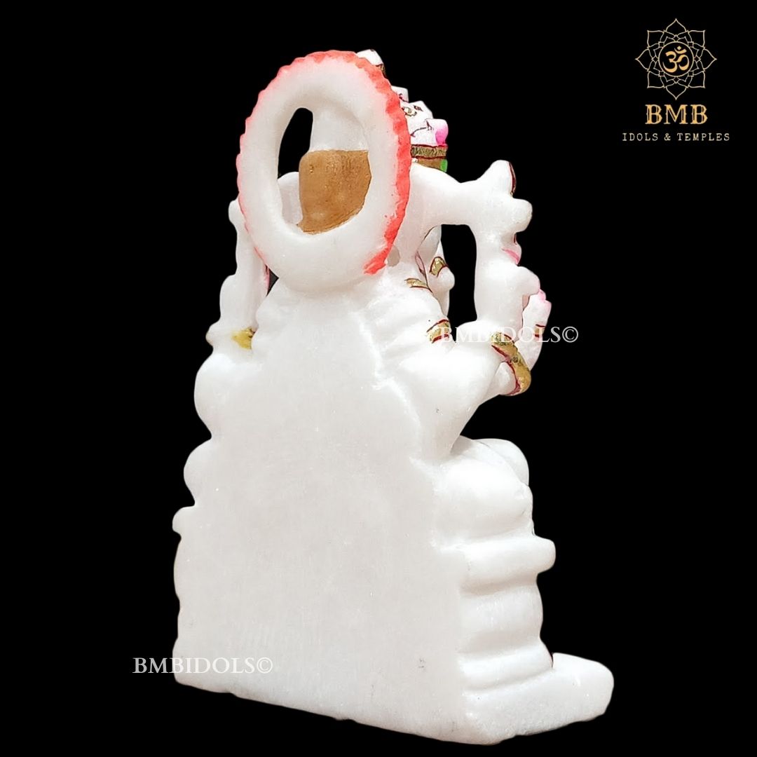 Four Hand Marble Ganesha Moorti made in 6inches in pure white Makrana Marble