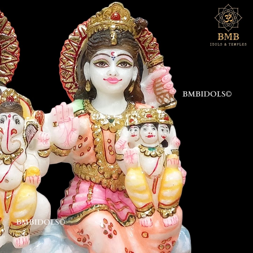 Marble Shiv Parivar Statue made in Makrana marble in 12inch