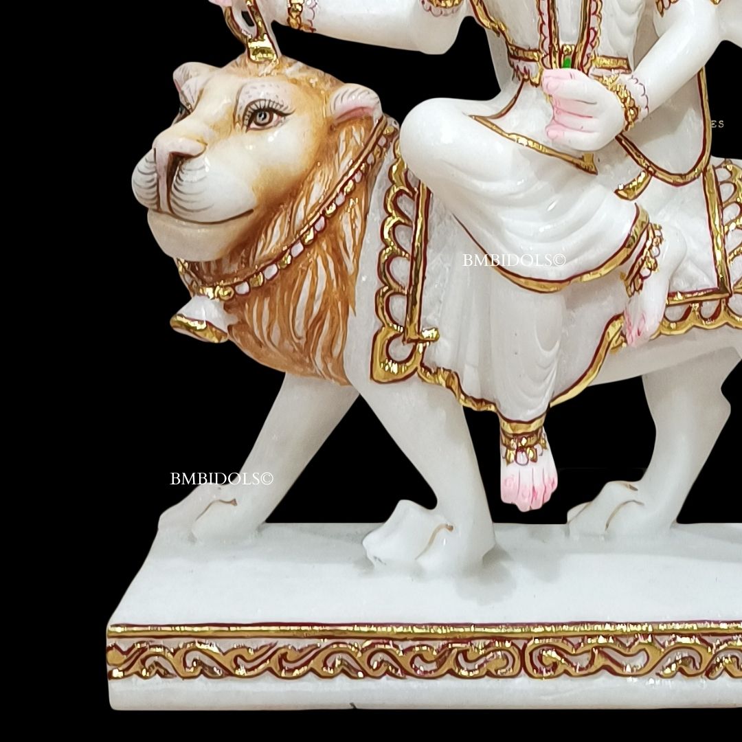 Marble Durga Maa Murti Made in White Makrana Marble in 11inches