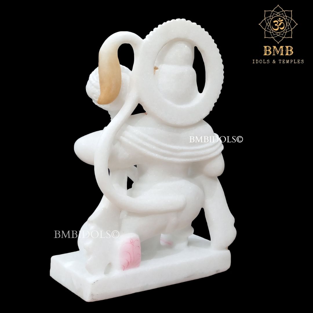 Ashirwad Marble Hanuman Statue carrying Gada in Hand in 12inches