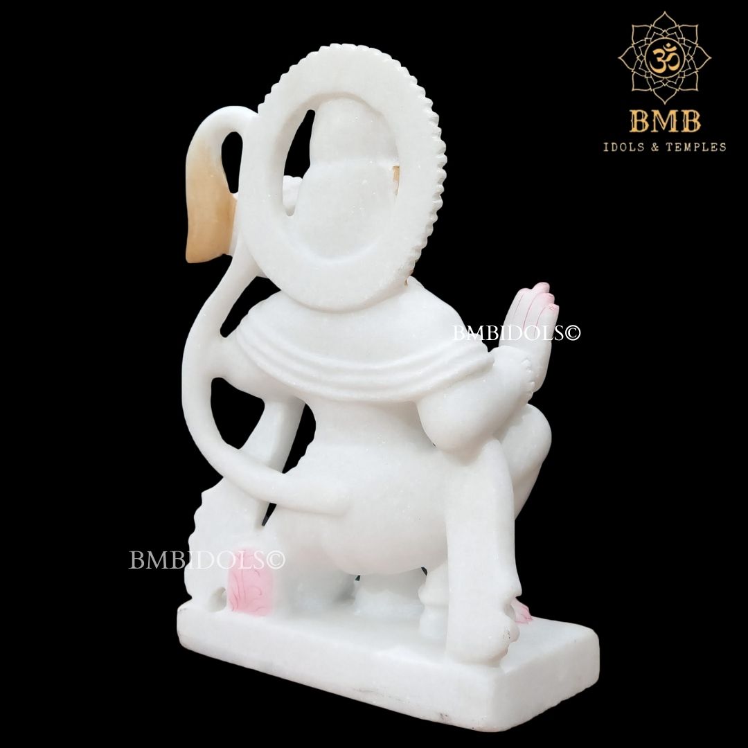Ashirwad Marble Hanuman Statue carrying Gada in Hand in 12inches