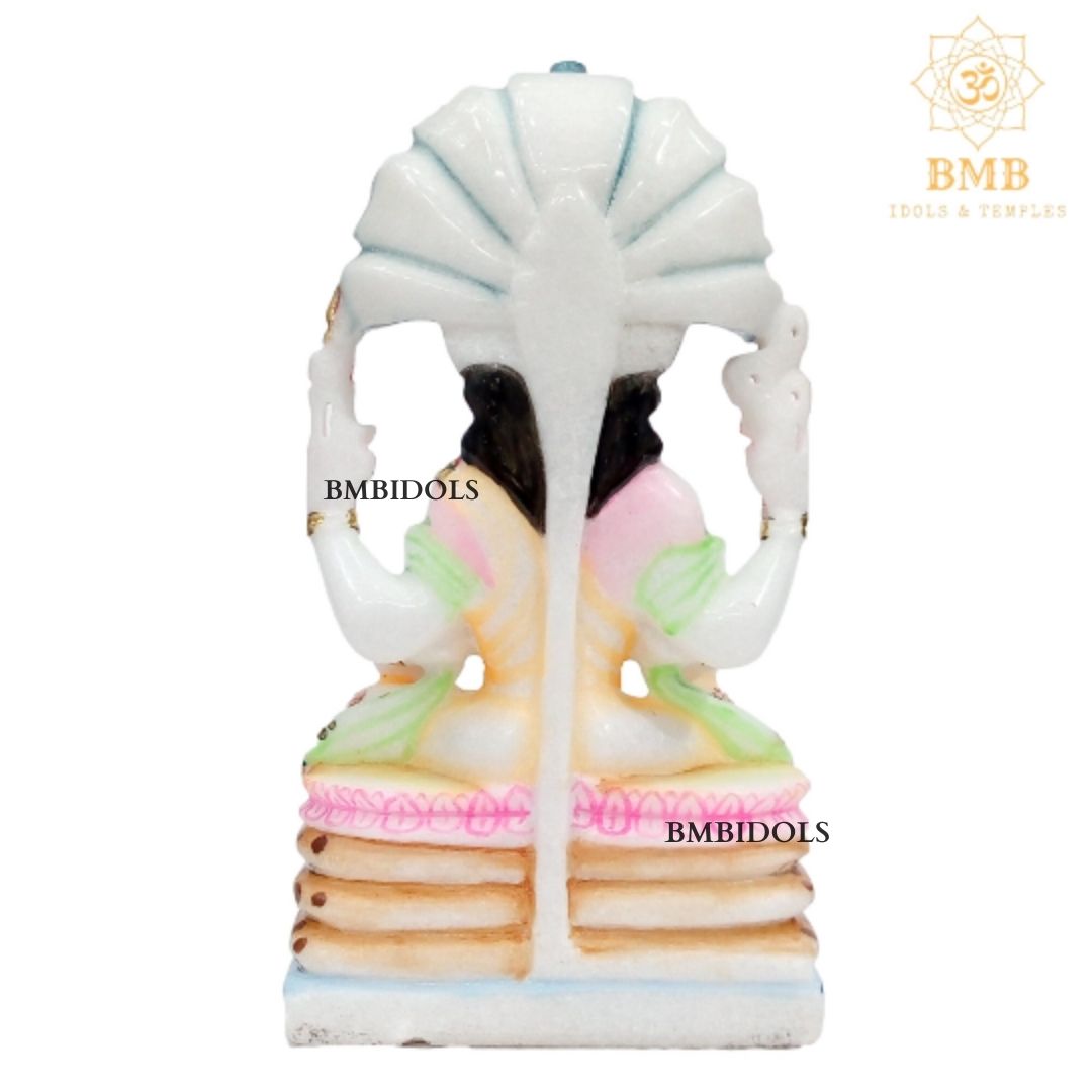 Marble Padmavati Mata Murti made in Natural Makrana Marble in 9inch