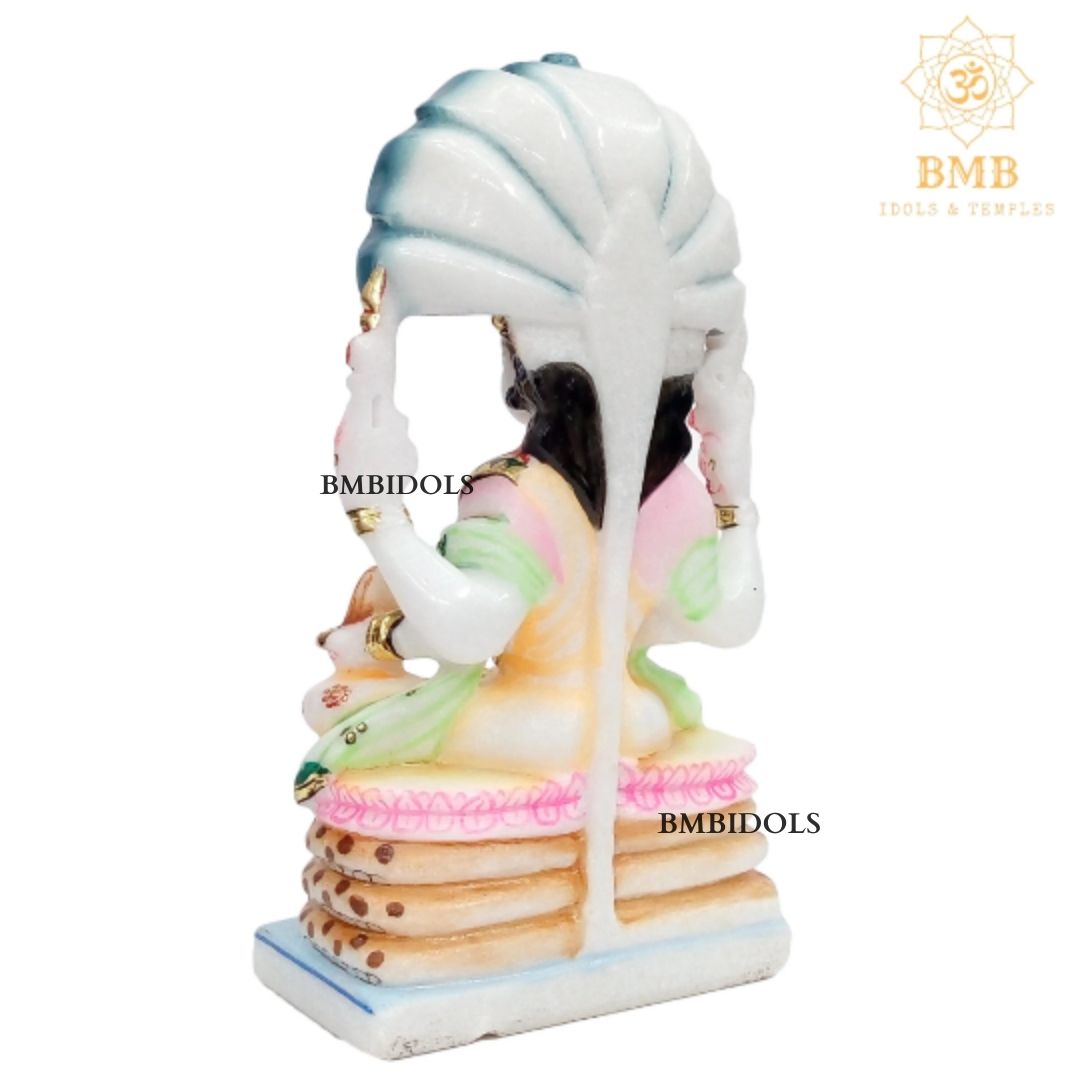 Marble Padmavati Mata Murti made in Natural Makrana Marble in 9inch