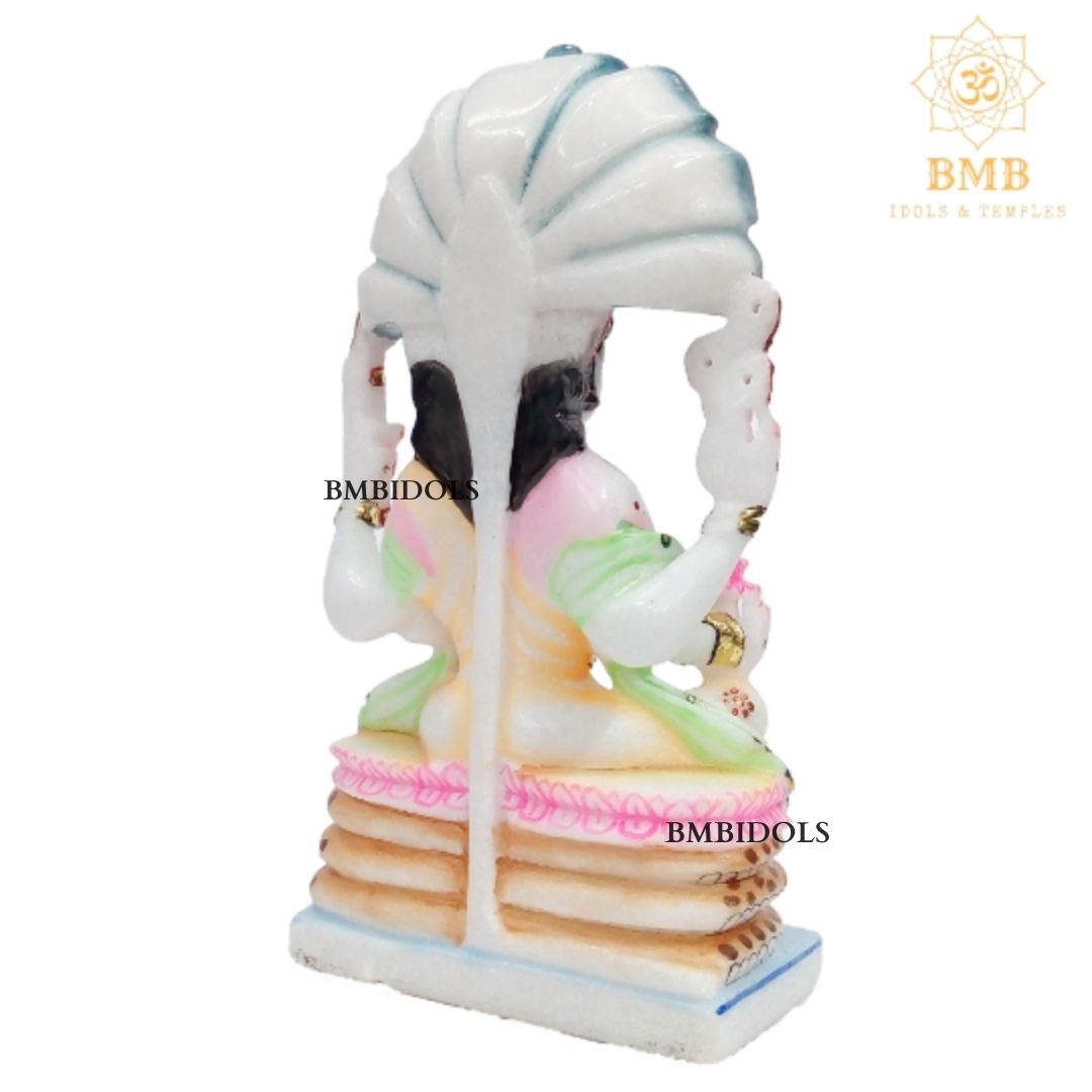 Marble Padmavati Mata Murti made in Natural Makrana Marble in 9inch