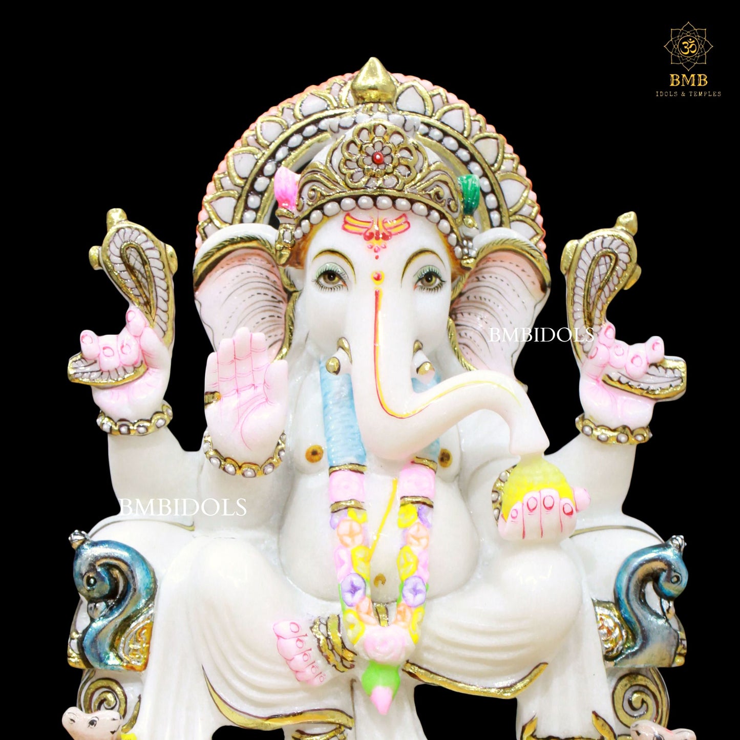 Marble Ganesh Murti made in Makrana Marble in 12inches