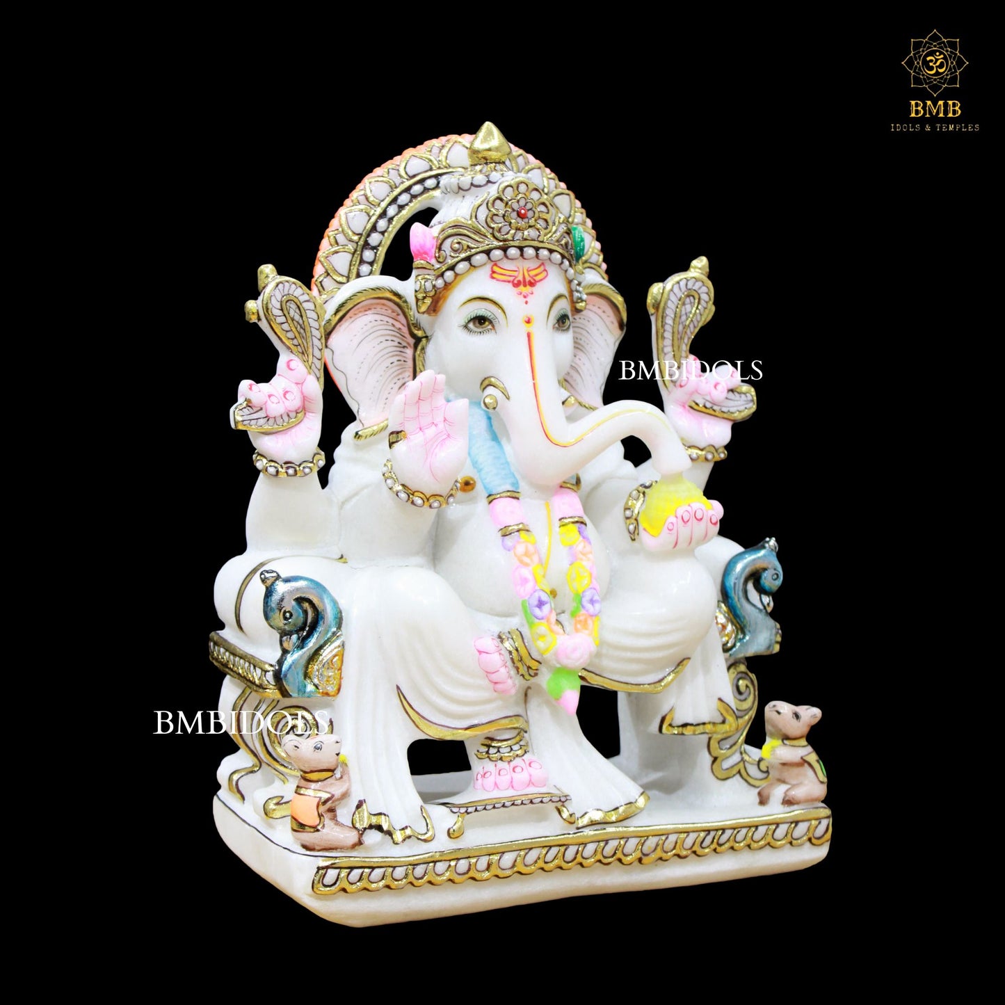 Marble Ganesh Murti made in Makrana Marble in 12inches