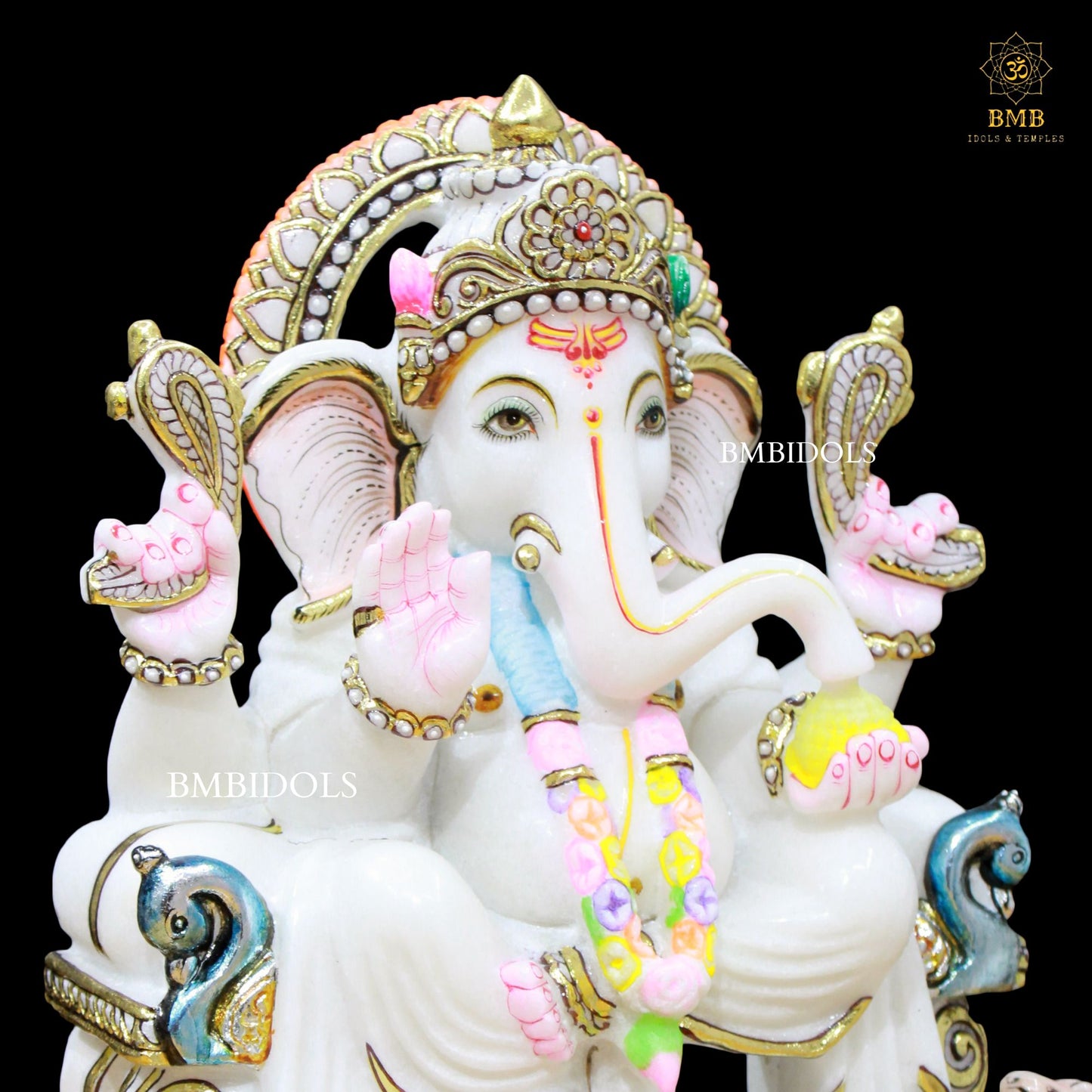 Marble Ganesh Murti made in Makrana Marble in 12inches