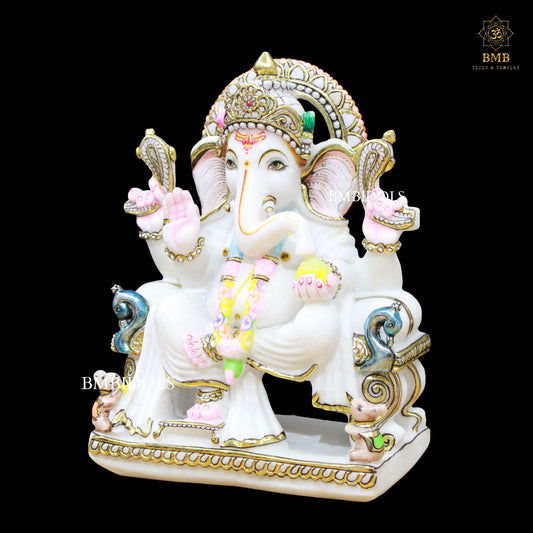Marble Ganesh Murti made in Makrana Marble in 12inches