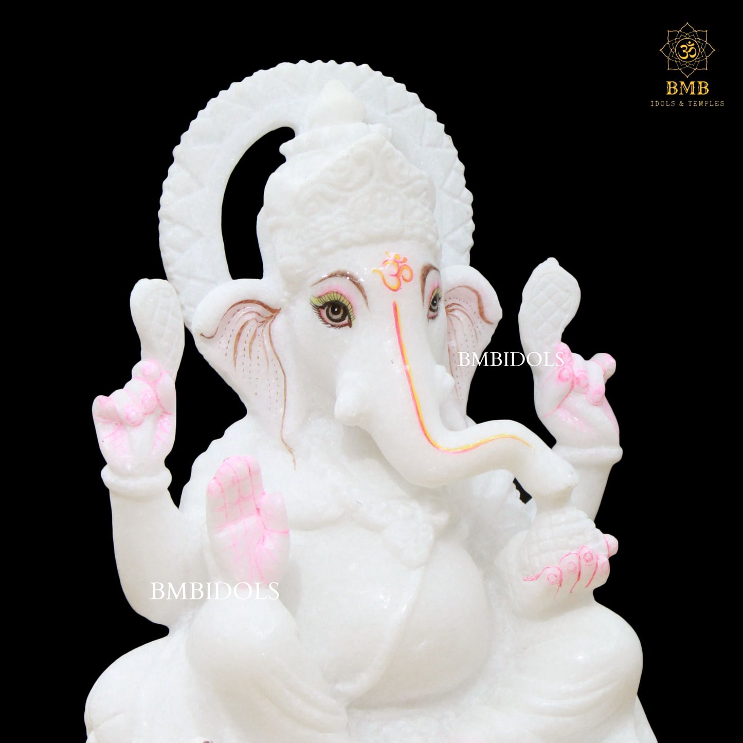 White Marble Ganesh Murti made in Sitting Posture in 9inch