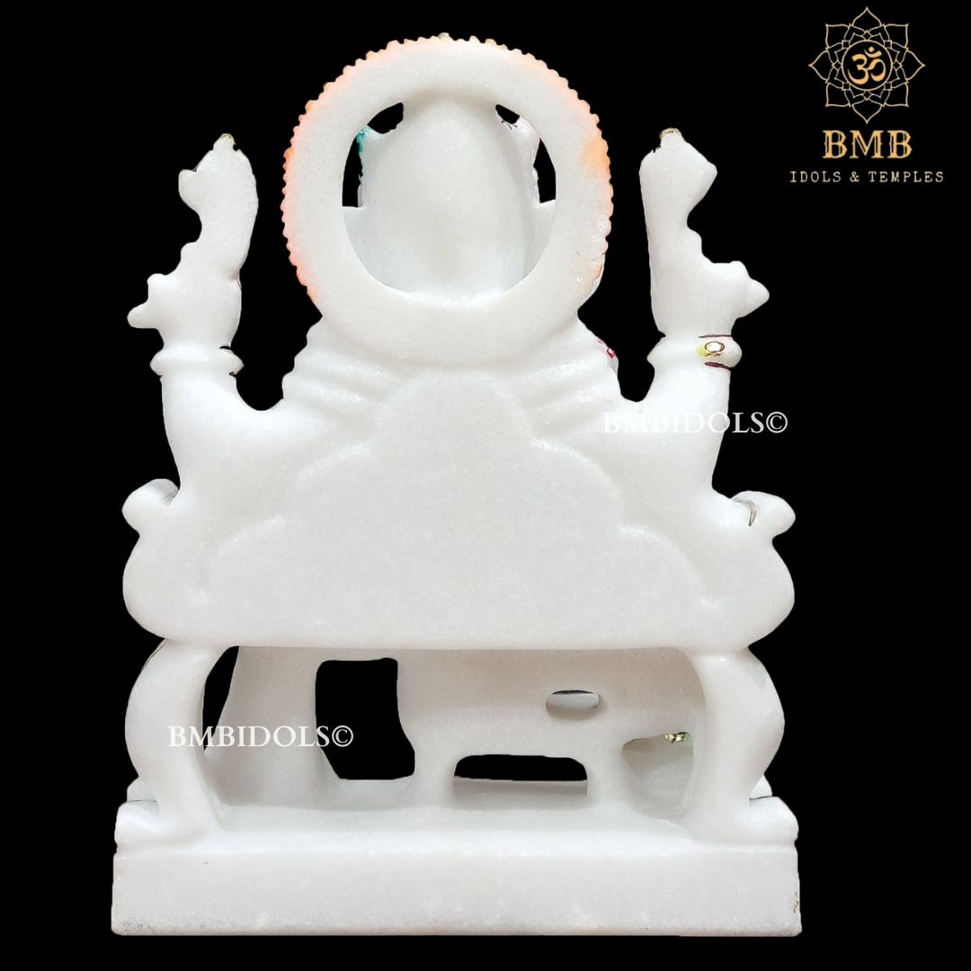 Marble Ganpati Statue sitting on the chowki for Home Temples 9inches