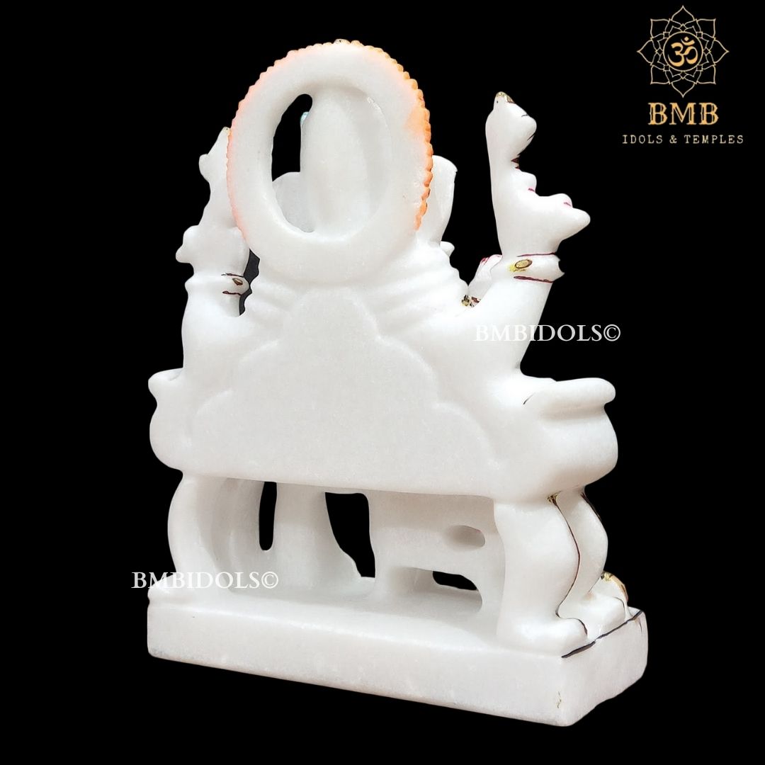 Marble Ganpati Statue sitting on the chowki for Home Temples 9inches