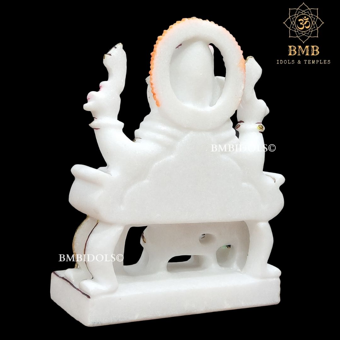 Marble Ganpati Statue sitting on the chowki for Home Temples 9inches