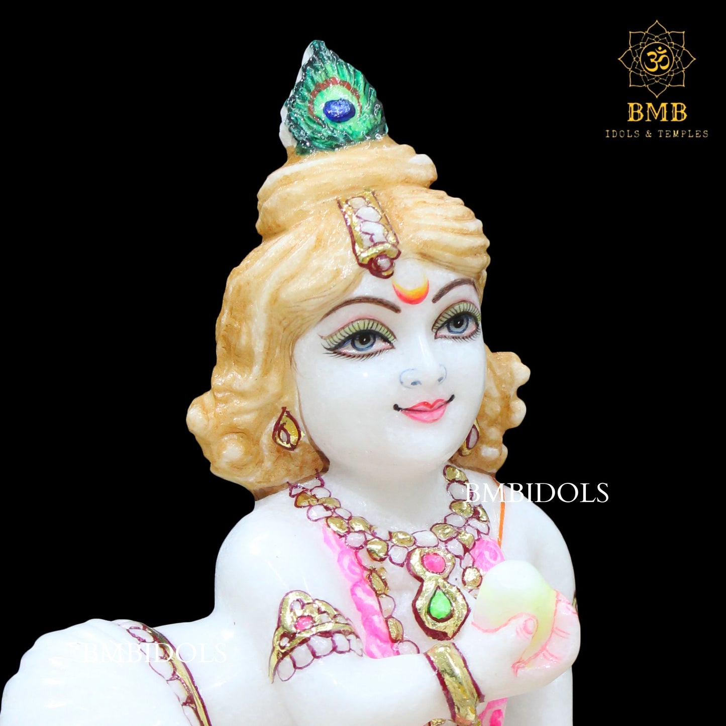Marble Laddu Gopal Krishna Statue for Homes and Temples in 9inch