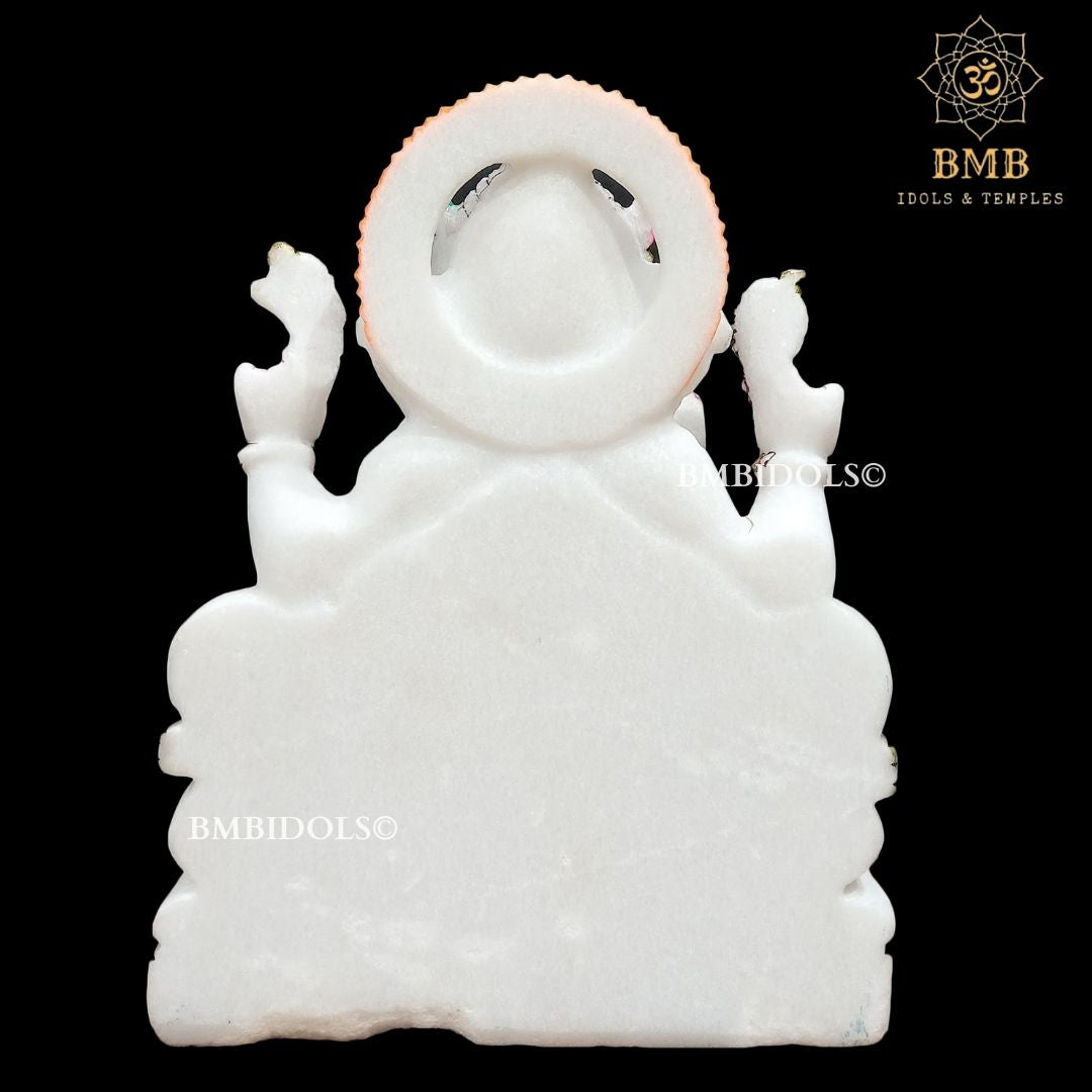Marble Ganesha Murti in small size in pure white Marble in 9inch