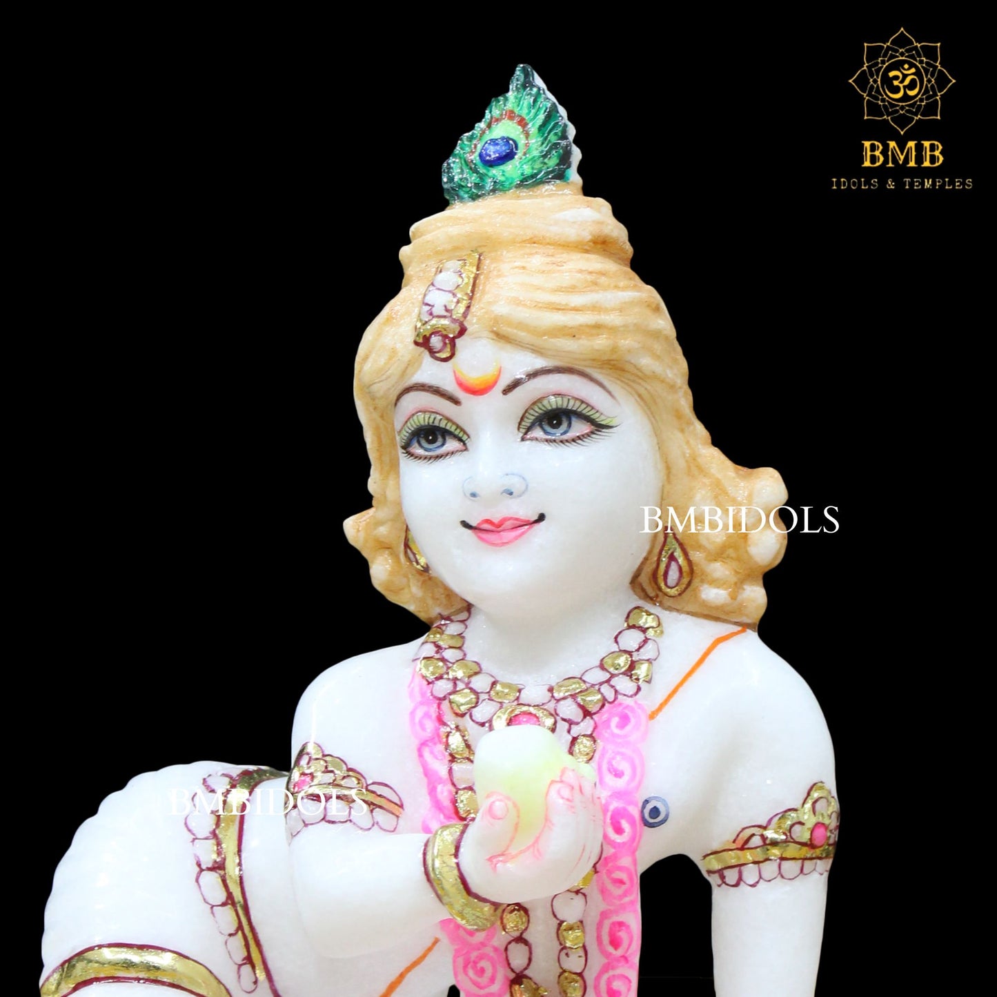 Marble Laddu Gopal Krishna Statue for Homes and Temples in 9inch
