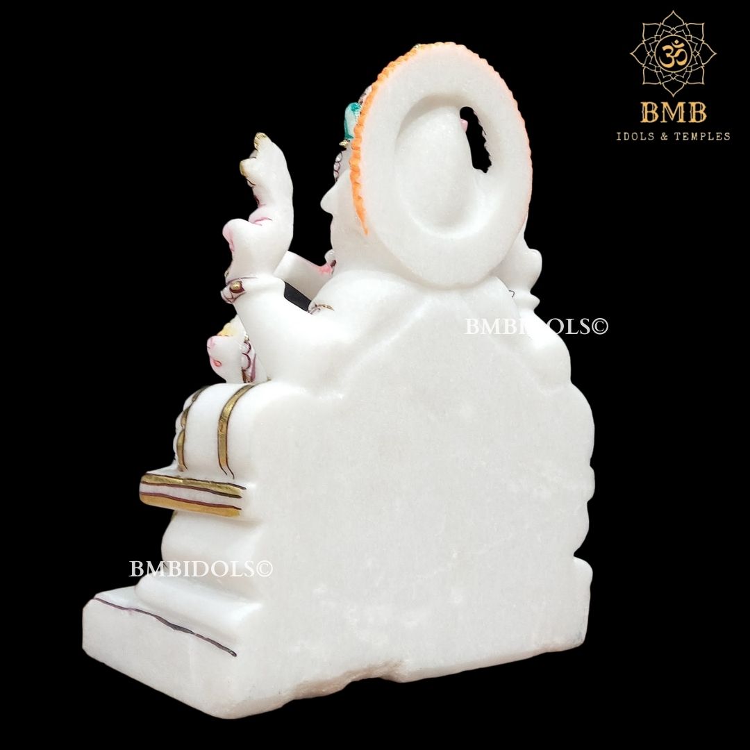 Marble Ganesha Murti in small size in pure white Marble in 9inch