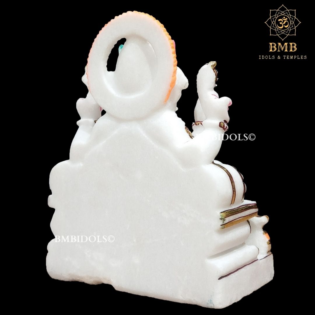 Marble Ganesha Murti in small size in pure white Marble in 9inch