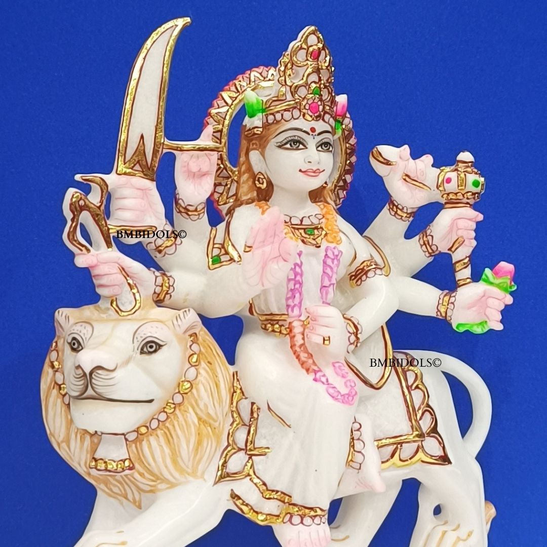 Marble Durga Mata Statue made in Natural White marble in 9inches