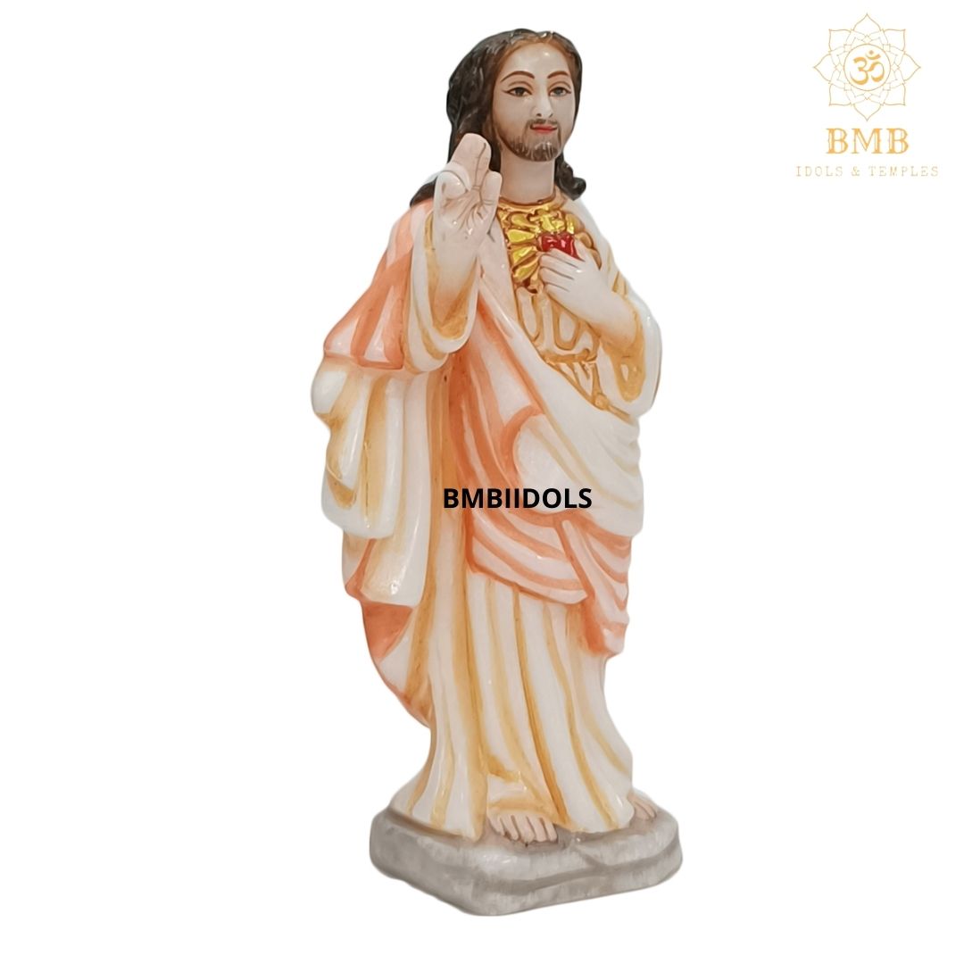 Marble Jesus Christ Statue in Pure White Natural Marble in 12inches