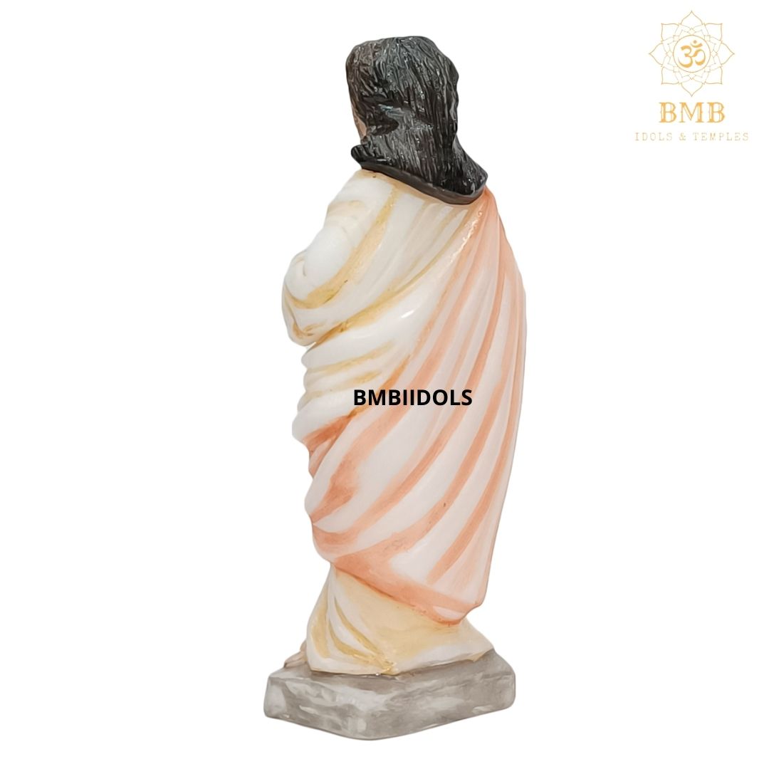 Marble Jesus Christ Statue in Pure White Natural Marble in 12inches
