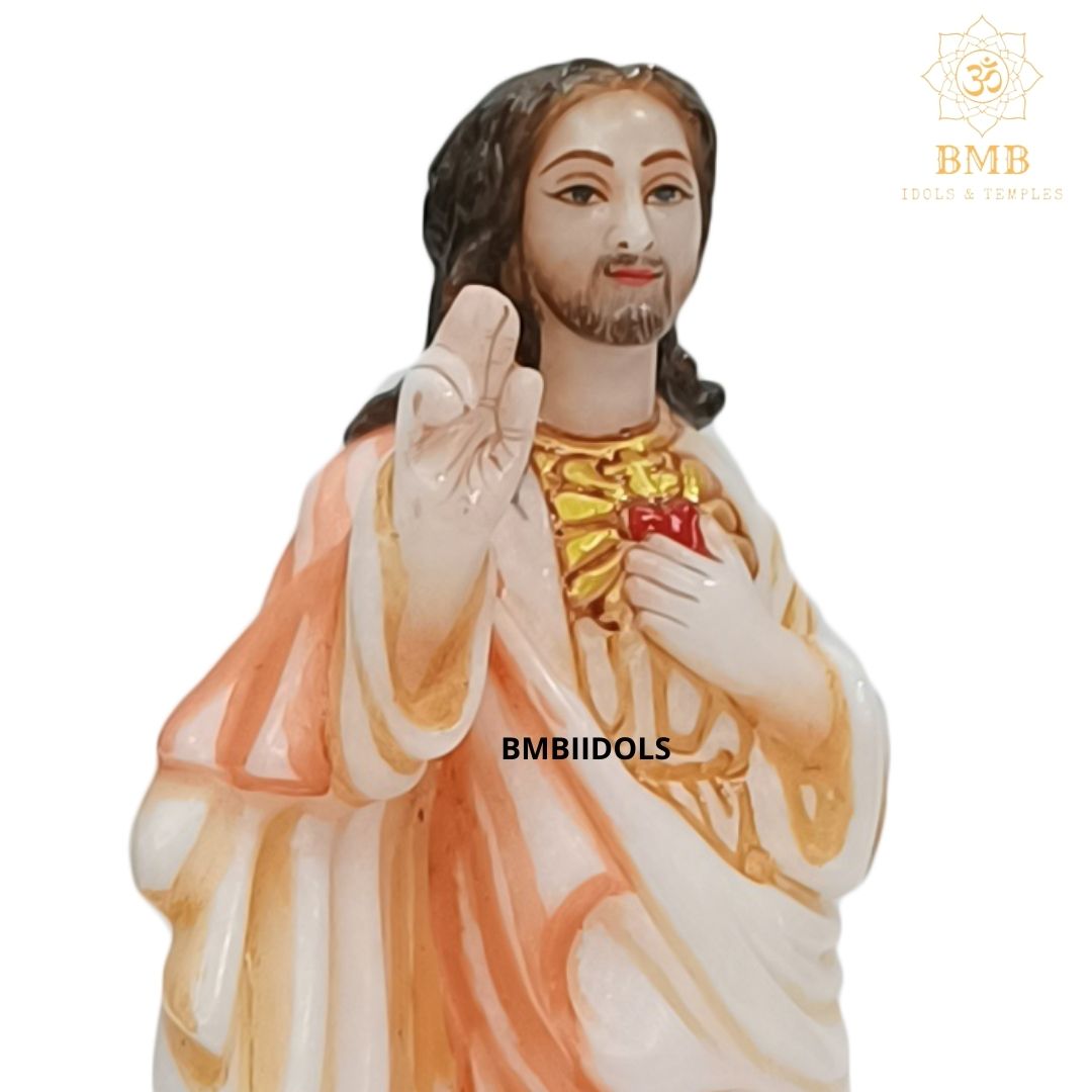 Marble Jesus Christ Statue in Pure White Natural Marble in 12inches