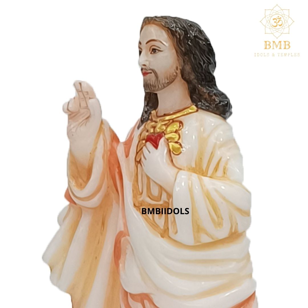 Marble Jesus Christ Statue in Pure White Natural Marble in 12inches