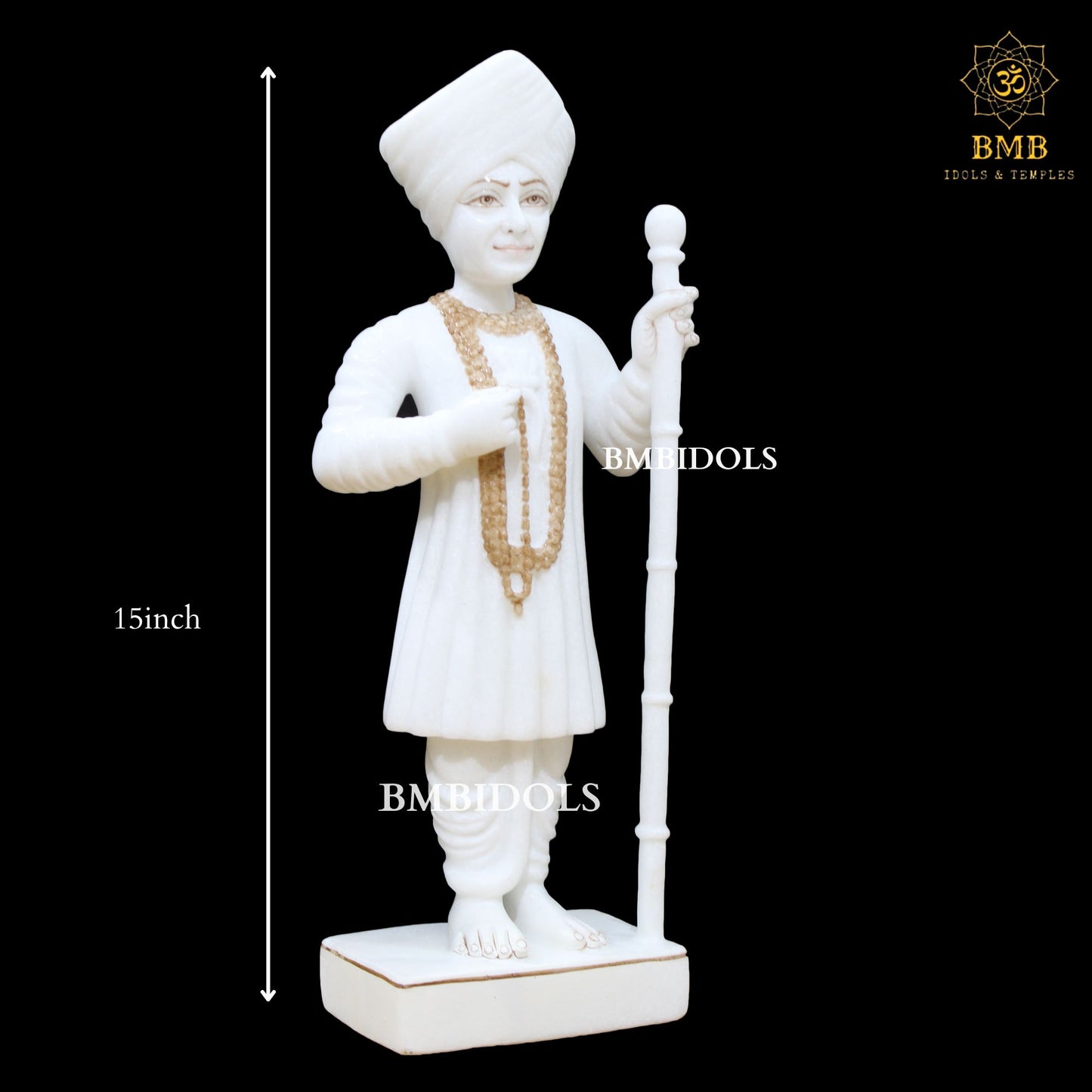 Marble Jalaram Bapa Murti made in Makrana Marble in 15inches