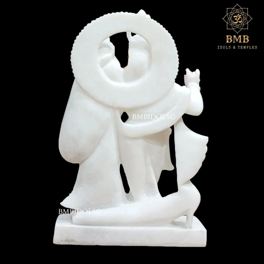 White Marble Radha Krishna Murti made in Makrana Marble in 12inches