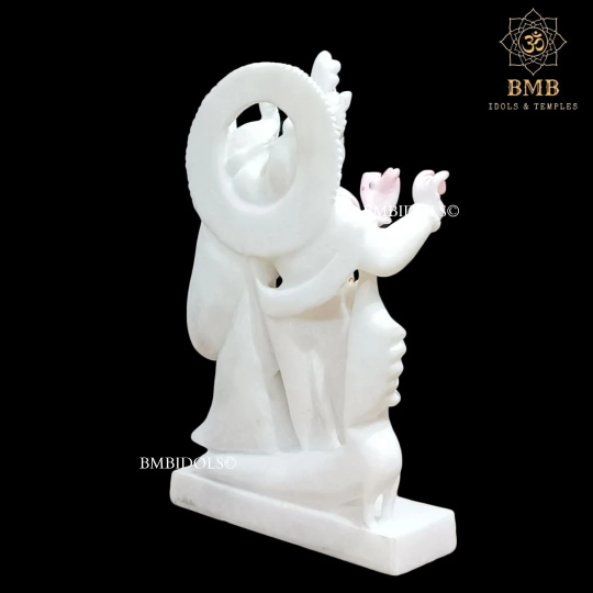 White Marble Radha Krishna Murti made in Makrana Marble in 12inches