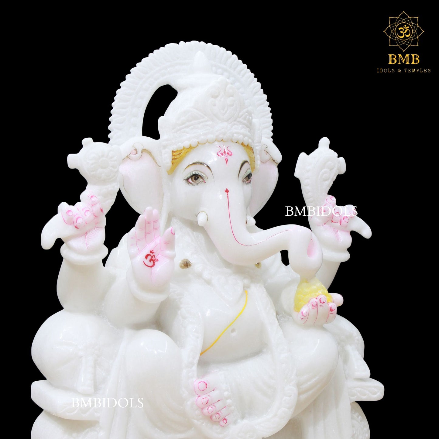 White Marble Ganpati Murti with Double Jewellery in 15inches