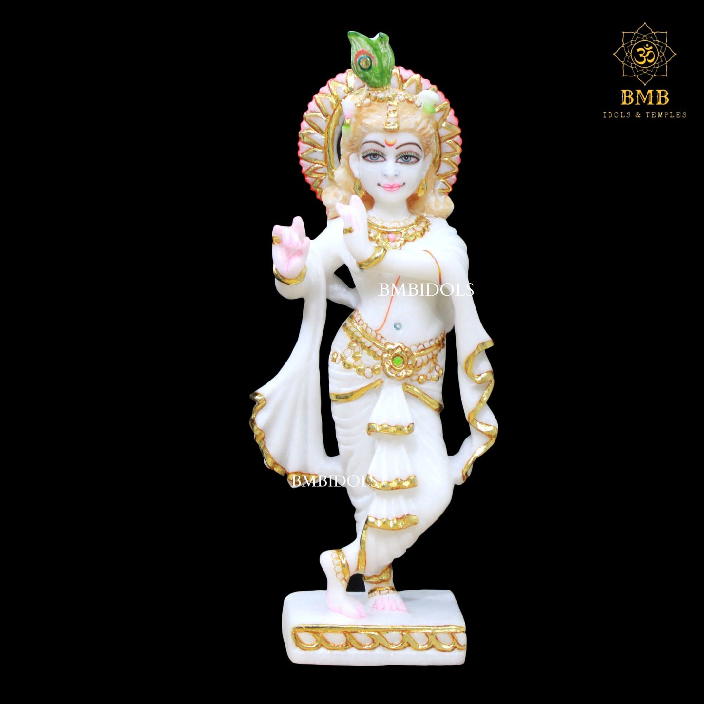 White Marble Radha Krishna Murti made in Makrana Marble for Home Temples