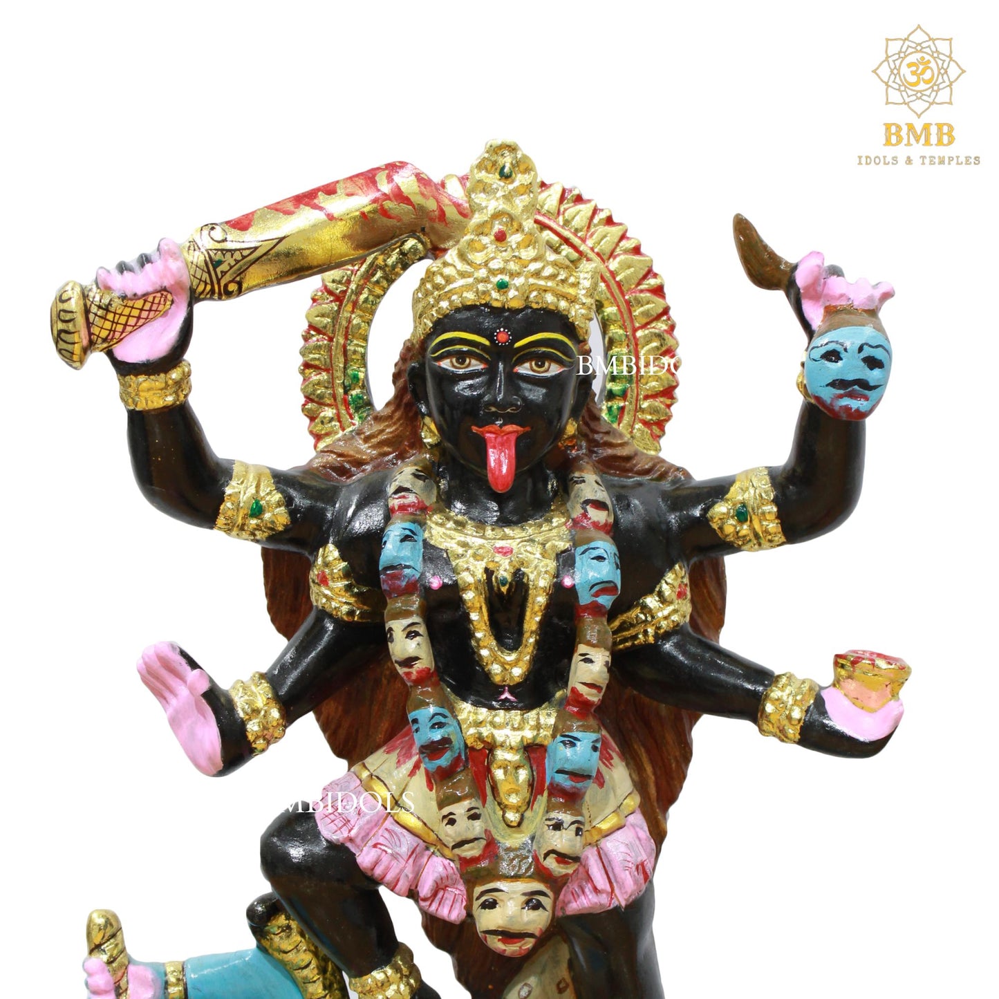 Black Stone Mahakali Statue in 12inches for Homes and Temples