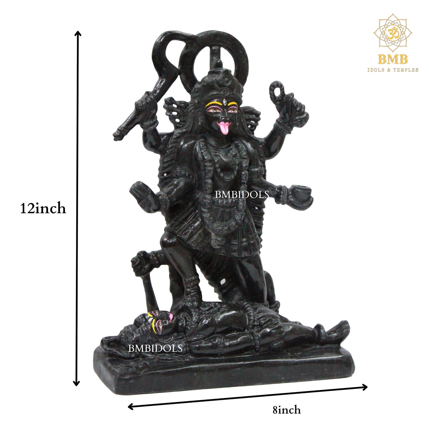 Black Stone Mahakali Statue in 12inches with four Hands