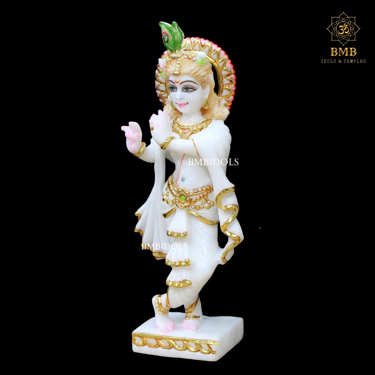 White Marble Radha Krishna Murti made in Makrana Marble for Home Temples