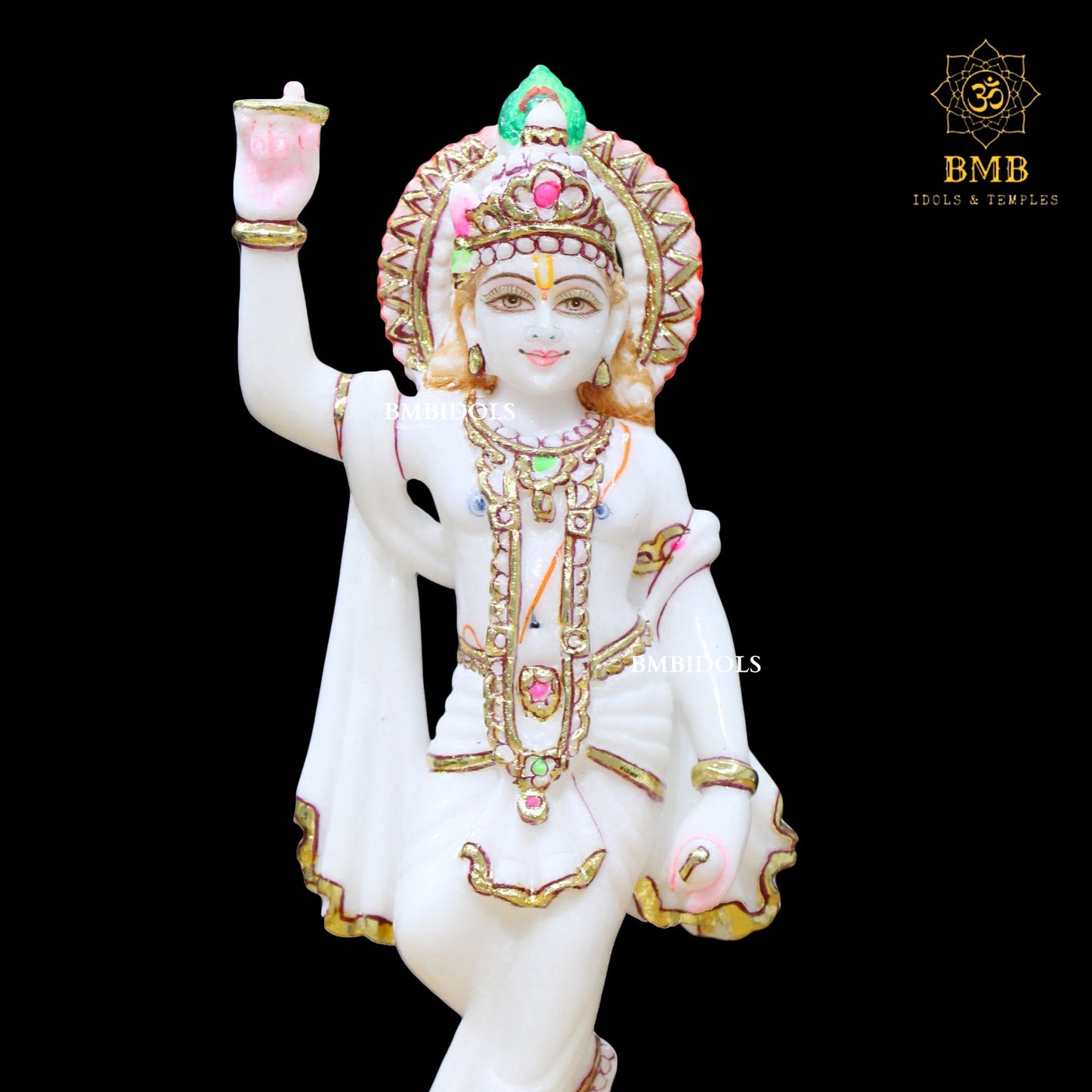 Marble Chakradhari Krishna Statue in 12inches for Homes & Temples