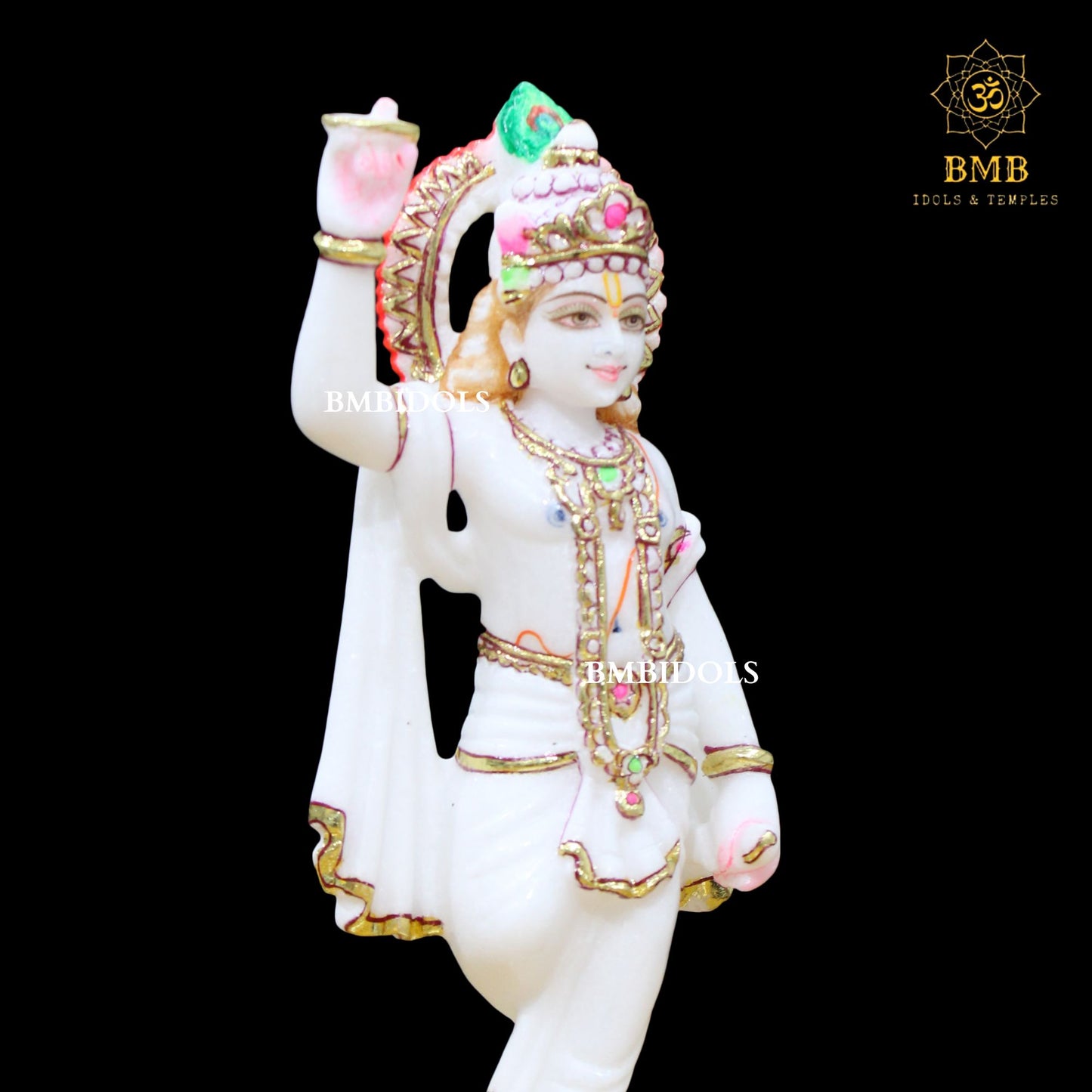 Marble Chakradhari Krishna Statue in 12inches for Homes & Temples