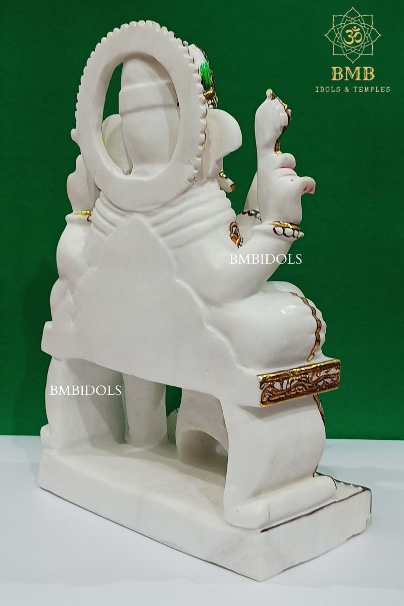 Marble Ganesh Statue made in Makrana Marble in 18inches