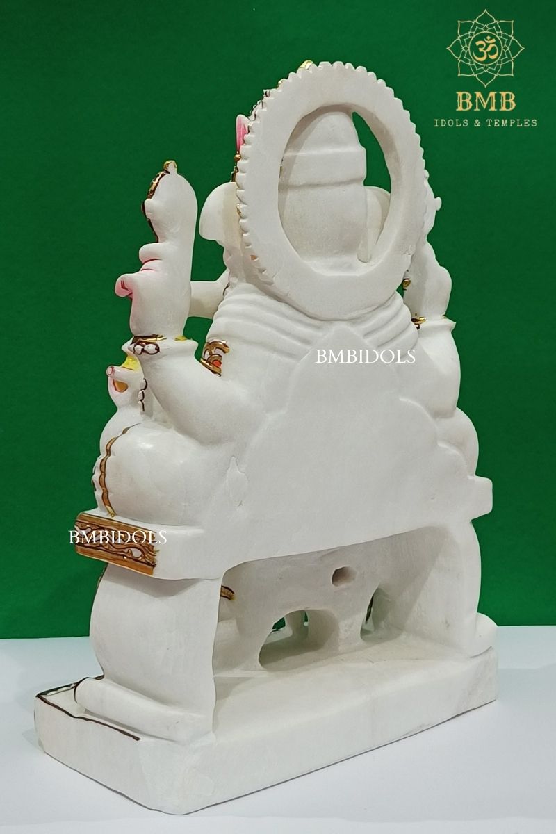 Marble Ganesh Statue made in Makrana Marble in 18inches